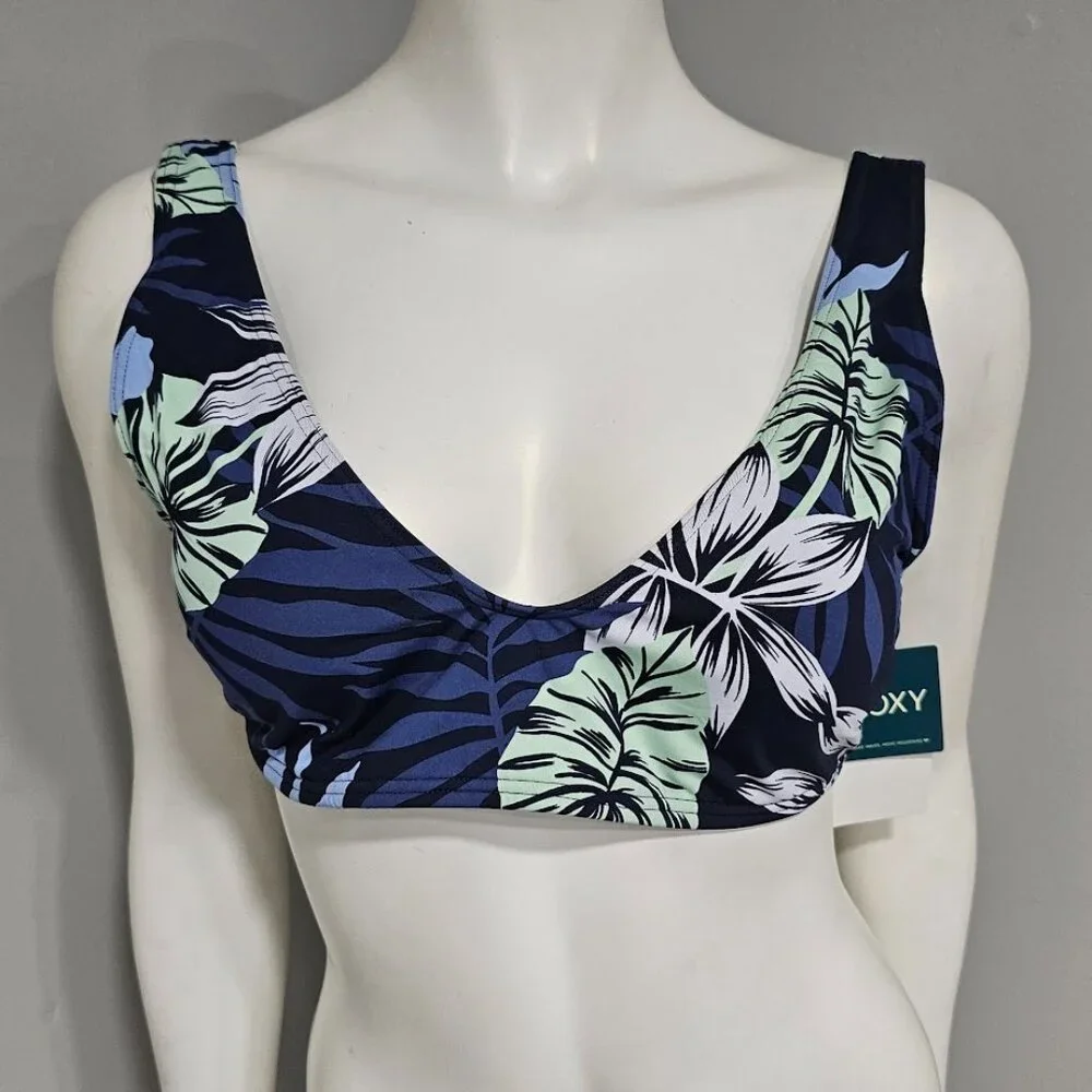 Roxy Printed Beach Classics Bralette Swim Top Mood Indigo - Picture 2 of 9